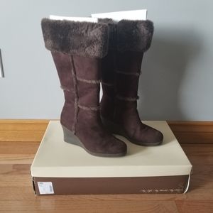 Decree Brown Wedge Boots Size US 8